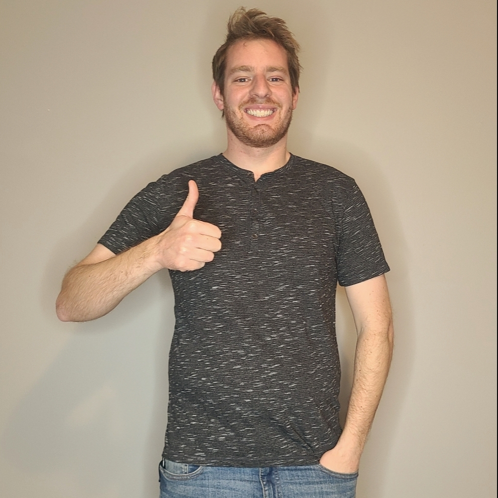 Black and Gray Speckled Express Henley Shirt